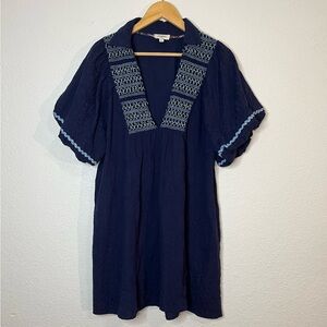 Umgee boho ballon sleeve v-neck embroidered mini dress Casual Feminine Brunch